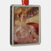 真珠のネックレス&ピンクドレスを着たアメリカ人女性 メタルオーナメント (右)