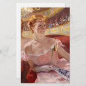 真珠のネックレス&ピンクドレスを着たアメリカ人女性 便箋 (正面/裏面)