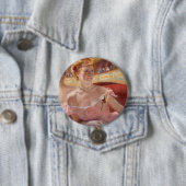 真珠のネックレス&ピンクドレスを着たアメリカ人女性 缶バッジ (インサイチュ)