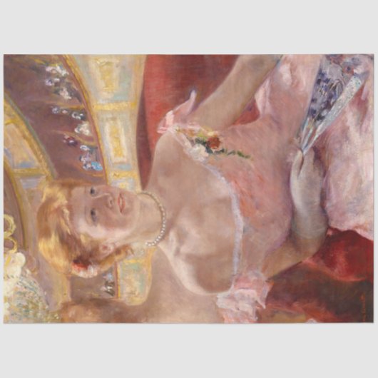 真珠のネックレス&ピンクドレスを着たアメリカ人女性 薄葉紙 (正面)