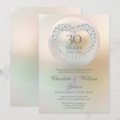 真珠のハートでエレガントな結婚30周年記念 招待状 (正面/裏面)