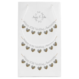 真珠のハートの結婚記念日の小さいギフトバッグ スモールペーパーバッグ