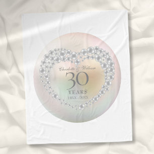 真珠のハートの30回目の結婚記念日 フリースブランケット