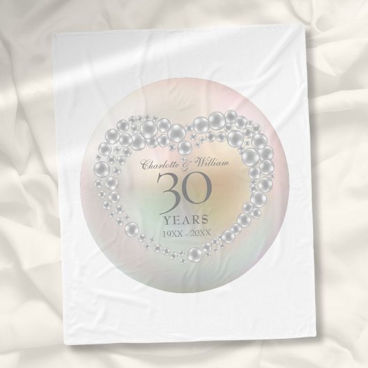 真珠のハートの30回目の結婚記念日 フリースブランケット