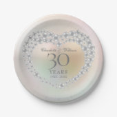 真珠のハートの30回目結婚記念日 ペーパープレート (正面)