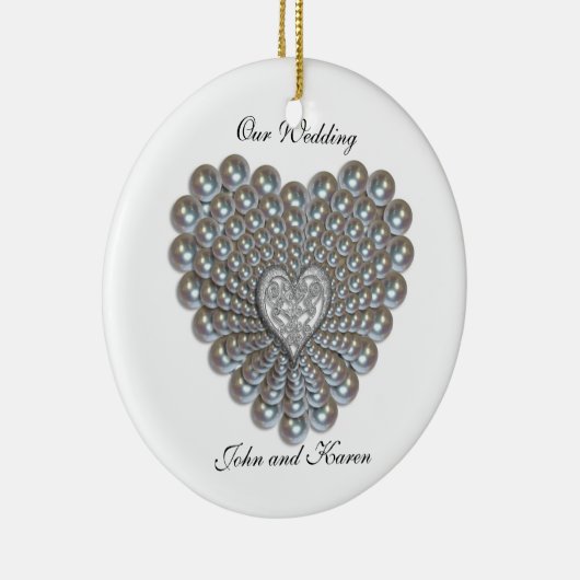 真珠のハート写真オーナメント セラミックオーナメント (右)