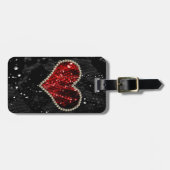 真珠のハート ラゲッジタグ (正面横)