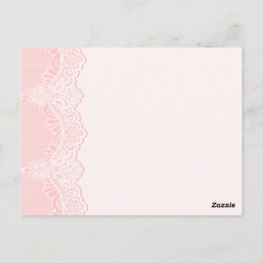 真珠のピンクのテーブ結婚ル番号のホワイトレース ポストカード (裏面)