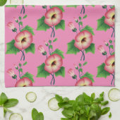 真珠のピンクの花サンダー_コーブ キッチンタオル (折り畳み)