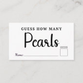 真珠のブライダルシャワーゲーム結婚の数を推測 エンクロージャーカード (正面)