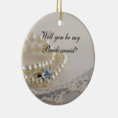 真珠のリングや輪ブルーのレースは私の花嫁になる セラミックオーナメント (右)