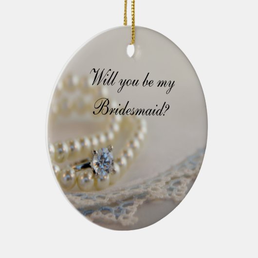 真珠のリングや輪ブルーのレースは私の花嫁になる セラミックオーナメント (右)