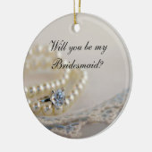 真珠のリングや輪ブルーのレースは私の花嫁になる セラミックオーナメント (左)