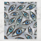 真珠の上の邪悪な目のパターンの測地座標と結晶 ワインラベル (シングルラベル)