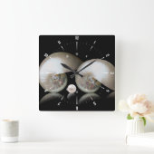 真珠の丸い時計の母 スクエア壁時計 (ホーム)