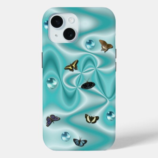 真珠の付いた緑のシルクの蝶 Case-Mate iPhoneケース (裏面)