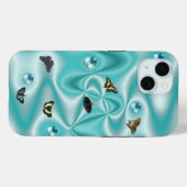 真珠の付いた緑のシルクの蝶 Case-Mate iPhoneケース (裏面 (横))