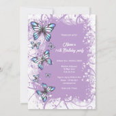 真珠の冬の蝶の紫のエレガント母 招待状 (裏面)