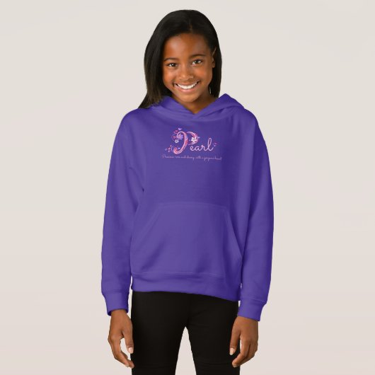 真珠の女の子P名モノグラムのアパレルを意味する Tシャツ (正面フル)