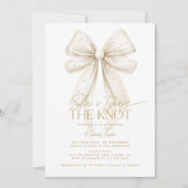 真珠の弓彼女は結び目のブライダルシャワー 招待状 (正面)