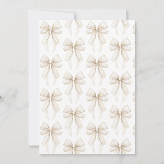 真珠の弓彼女は結び目のブライダルシャワー 招待状 (裏面)