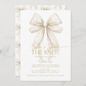 真珠の弓彼女は結び目のブライダルシャワー 招待状 (正面/裏面)