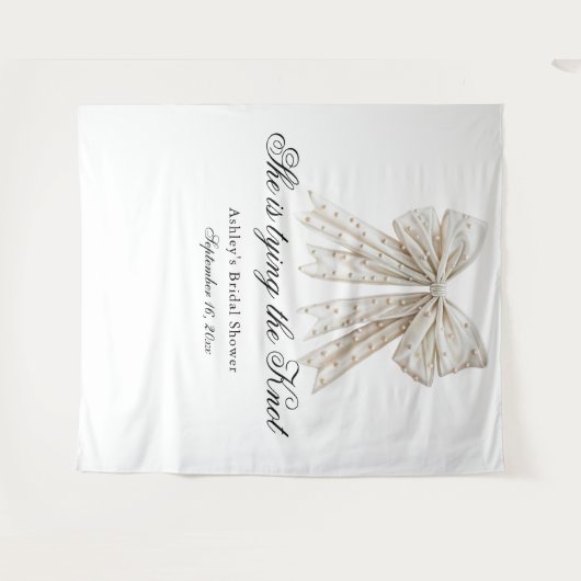 真珠の弓彼女は結び目ブライダルシャワー タペストリー (正面(横))