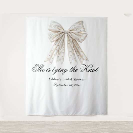 真珠の弓彼女は結び目ブライダルシャワー タペストリー (正面)