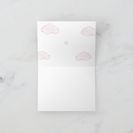 真珠の待ちテディベアピンクの女の子の赤ちゃんシャワー詩 サンキューカード (内部)