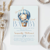 真珠の待ちテディベアホットエアバルーンブルー 招待状