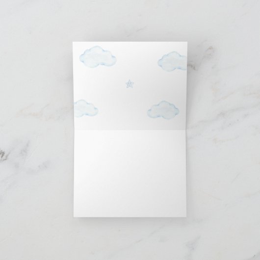 真珠の待ちテディベアーブルーボーイベビーシャワー サンキューカード (内部)