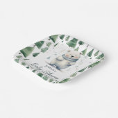 真珠の待ちテディベア冬のベビーシャワー ペーパープレート (傾斜あり)