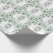 真珠の待ちテディベア冬のベビーシャワー ラッピングペーパー (角)