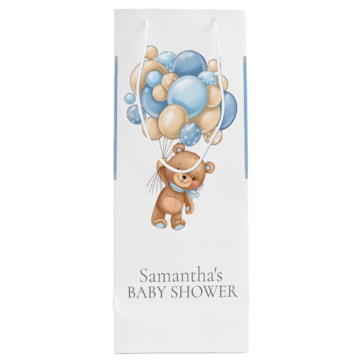 真珠の待ちテディ赤ちゃんシャワー男の子ワイン抱き枕 ワインギフトバッグ (裏面)