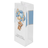 真珠の待ちテディ赤ちゃんシャワー男の子ワイン抱き枕 ワインギフトバッグ (正面アングル)