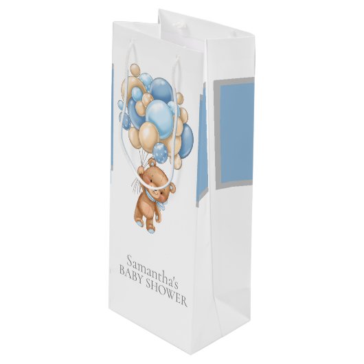 真珠の待ちテディ赤ちゃんシャワー男の子ワイン抱き枕 ワインギフトバッグ (正面アングル)