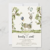 真珠の待ちハート水の色ベビーシャワー 招待状 (正面)