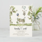 真珠の待ちハート水の色ベビーシャワー 招待状 (スタンド正面)