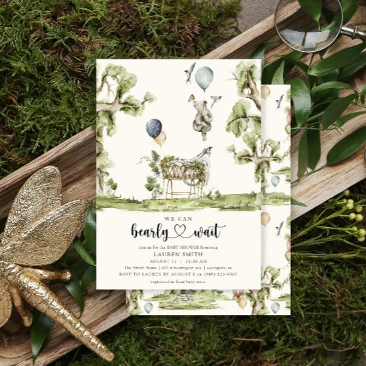 真珠の待ちハート水の色ベビーシャワー 招待状