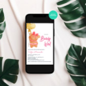 真珠の待ちピンクのテディベア赤ちゃんシャワー 招待状