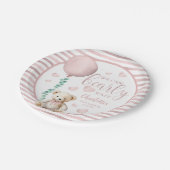 真珠の待ちピンクテディベア赤ちゃんシャワープレート ペーパープレート (アングル)