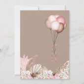 真珠の待ちピンクボホテディベアガールベビーシャワー 招待状 (裏面)