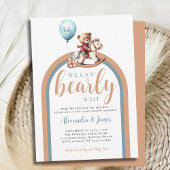 真珠の待ちボホアーチベアロッキング男の赤ちゃんシャワー 招待状