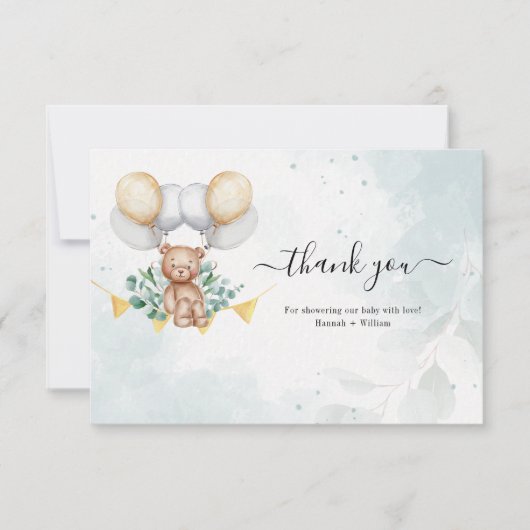 真珠の待ちユーカリ赤ちゃんシャワーサンキューカード 招待状 (正面)