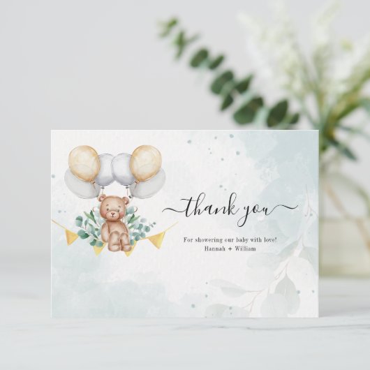 真珠の待ちユーカリ赤ちゃんシャワーサンキューカード 招待状 (スタンド正面)