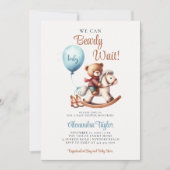 真珠の待ちロッキング馬カウボーイ男の赤ちゃんシャワー 招待状 (正面)