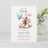 真珠の待ちロッキング馬カウボーイ男の赤ちゃんシャワー 招待状 (スタンド正面)