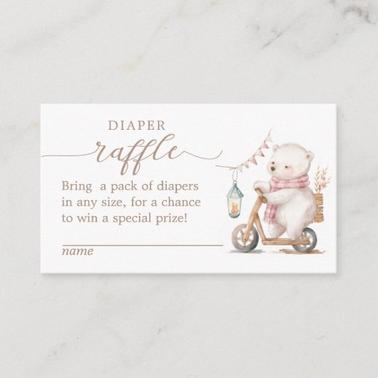 真珠の待ち女の子の赤ちゃんシャワーおむつラッフル エンクロージャーカード (正面)