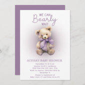 真珠の待ち紫色ラベンダーベビーシャワー 招待状 (正面/裏面)