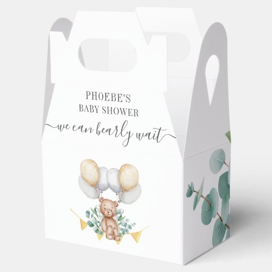 真珠の待ち赤ちゃんシャワーウッドランドベア動物 フェイバーボックス (オープン)